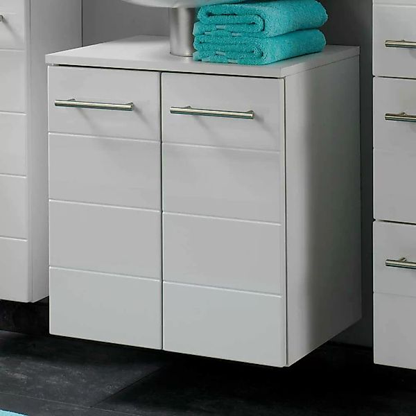 Waschbeckenunterschrank in Weiß Hochglanz 50 cm breit günstig online kaufen