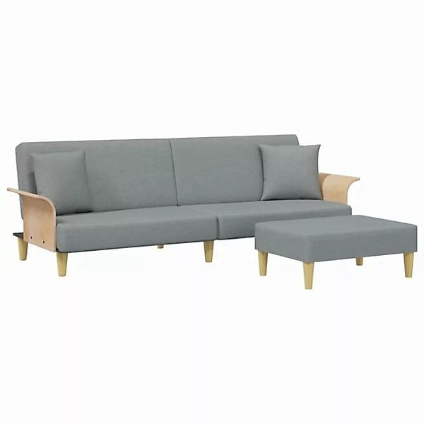 vidaXL Sofa Schlafsofa 2-Sitzer mit Kissen und Fußhocker Hellgrau Samt günstig online kaufen