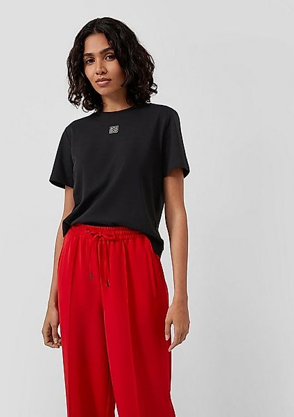 s.Oliver Kurzarmshirt T-Shirt Verkürztes T-Shirt mit Glitzerstein-Details günstig online kaufen