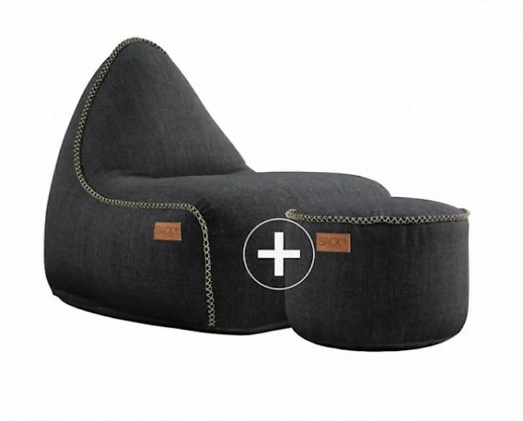 RETROit Cobana Outdoor Sitzsack Loungsessel mit Hocker – Sparset schwarz günstig online kaufen