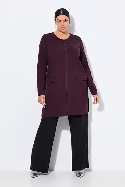 Ulla Popken Strickjacke Strickjacke Feinripp Rundhals günstig online kaufen