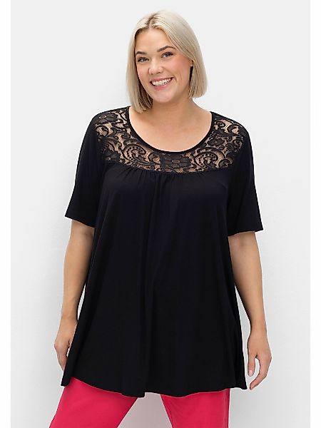 Sheego Longshirt "Große Größen", mit Spitzenpasse, in A-Linie günstig online kaufen