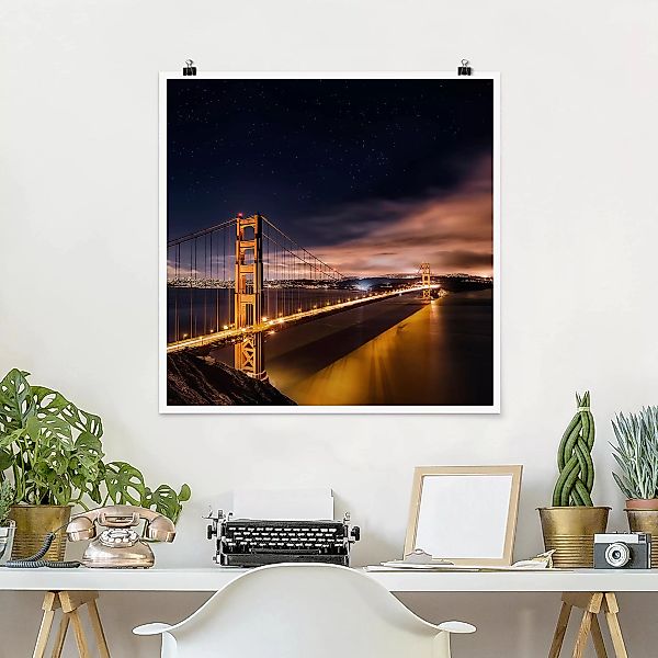 Poster Architektur & Skyline - Quadrat Golden Gate to Stars günstig online kaufen