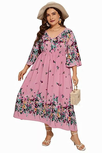 AUKUU Sommerkleid Frühlings Maxikleid mit Blumenmuster und Chiffon, elastis günstig online kaufen