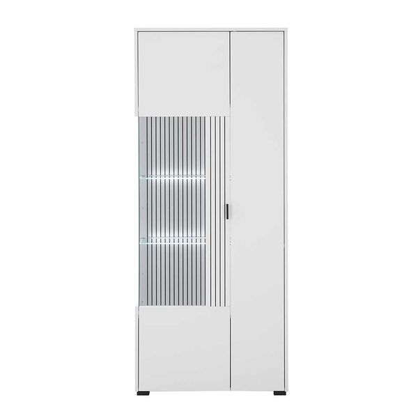 Wohnzimmer Vitrinenschrank in Weiß Glastür günstig online kaufen