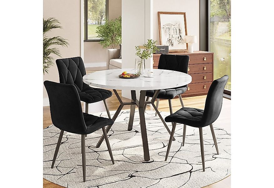 Flieks Essgruppe runder Esstisch mit 4 Stühlen Set, (Set, 5-tlg., 1 Tisch m günstig online kaufen