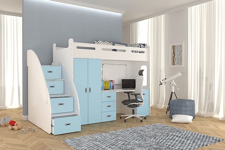 AJKmeble Hochbett Etagenbett 80x200cm mit Treppe, günstig online kaufen