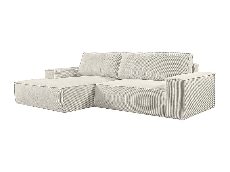 Ecksofa mit Schlaffunktion - Ecke Links - Cord - Beige - AMELIA günstig online kaufen