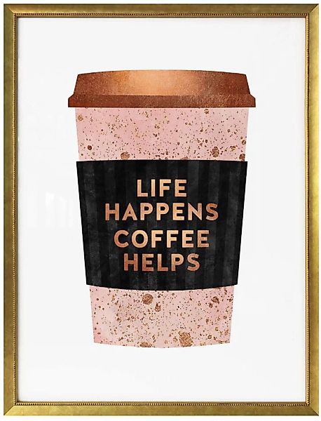 Wall-Art Poster "Life happens Coffee helps", Schriftzug, (1 St.) günstig online kaufen