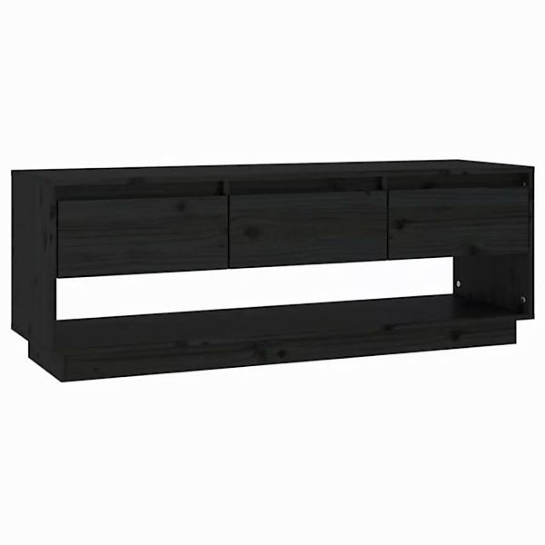 vidaXL TV-Schrank TV-Board Schwarz 110,5x34x40 cm Massivholz Kiefer günstig online kaufen