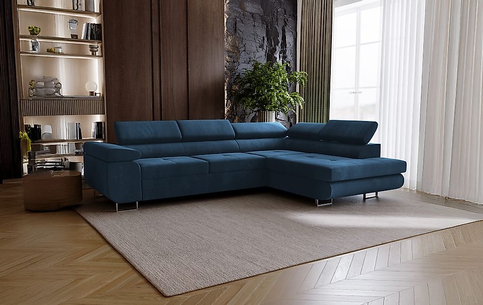 Goldstoff Ecksofa mit Schlaffunktion - Designersofa, günstig online kaufen