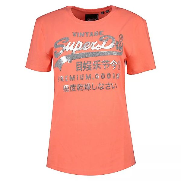Superdry Premium Goods Metallic Kurzarm T-shirt XS Deep Coral günstig online kaufen