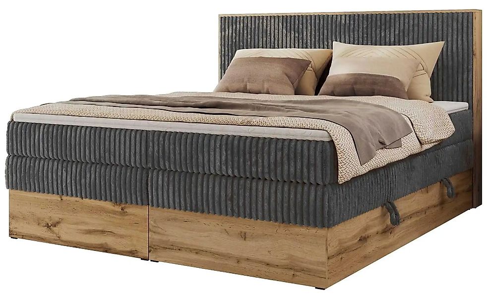 Boxspringbett mit Bettkasten Wood Classic King ¦ grau ¦ Maße (cm): B: 164 H günstig online kaufen