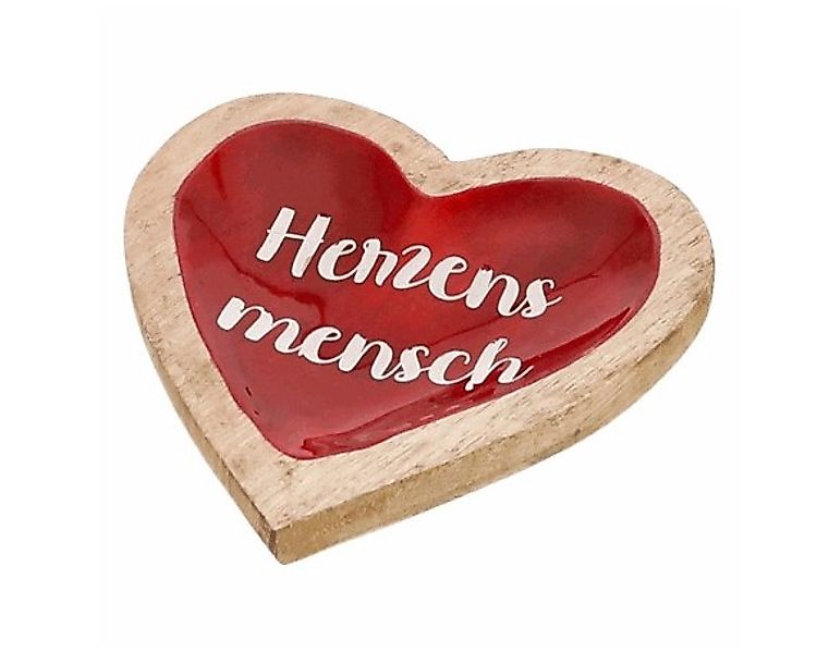 Deko-Schale ca. 15x3x15 cm HERZ Rot Mangoholz / Emaille günstig online kaufen