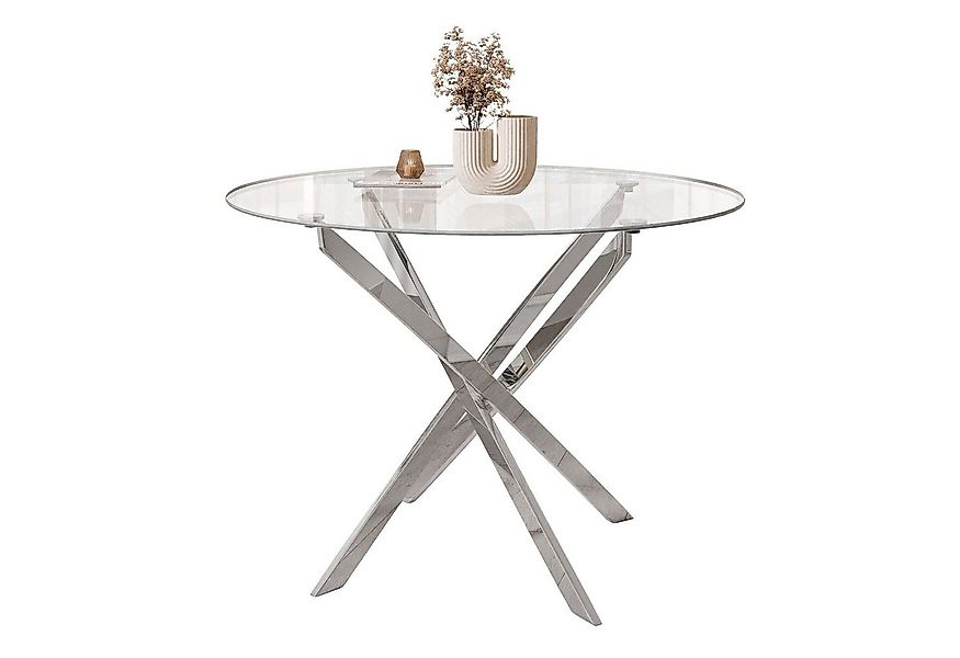 Lookway Esstisch CRISTAL 100 cm Runder Esstisch mit Glasplatte, Durchmesser günstig online kaufen