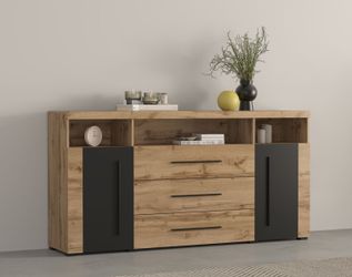 INOSIGN Sideboard "Roger,Breite 182cm, stilvolle Schrank, 2 Holztüren 3 Sch günstig online kaufen