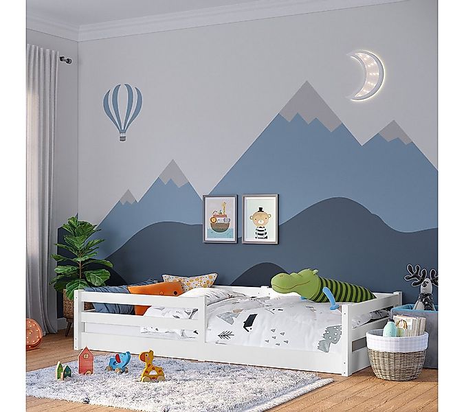 Bellabino Kinderbett Iskri mit Rausfallschutz und Lattenrost (weiß, optiona günstig online kaufen