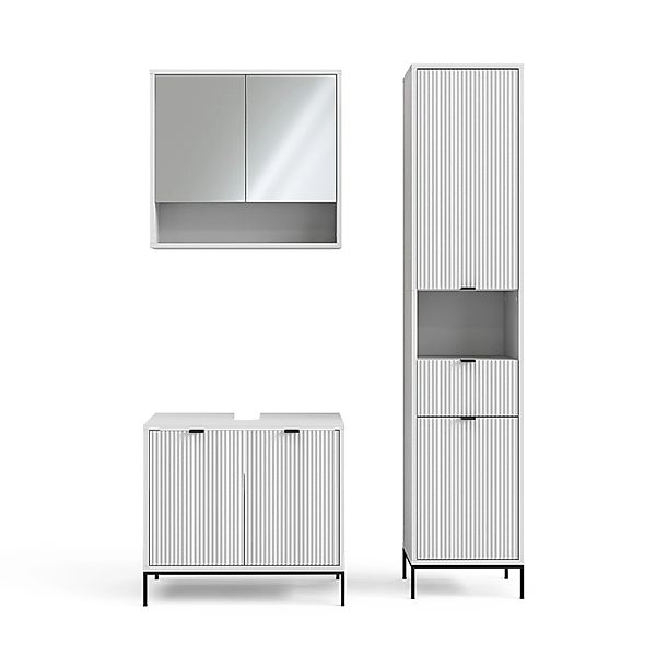 Vicco Badmöbel-Set Eliza Weiß 3 Teile mit Hochschrank günstig online kaufen