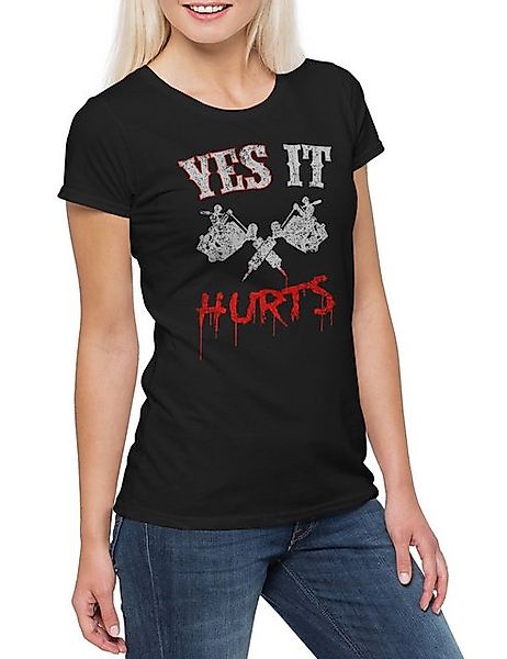 Urban Backwoods Print-Shirt Yes It Hurts Tattoo Machines Damen T-Shirt Täto günstig online kaufen