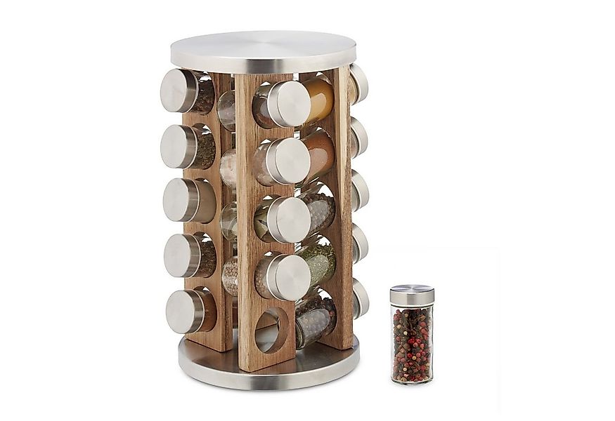 relaxdays Gewürzregal Gewürzkarussell mit 20 Gläsern günstig online kaufen