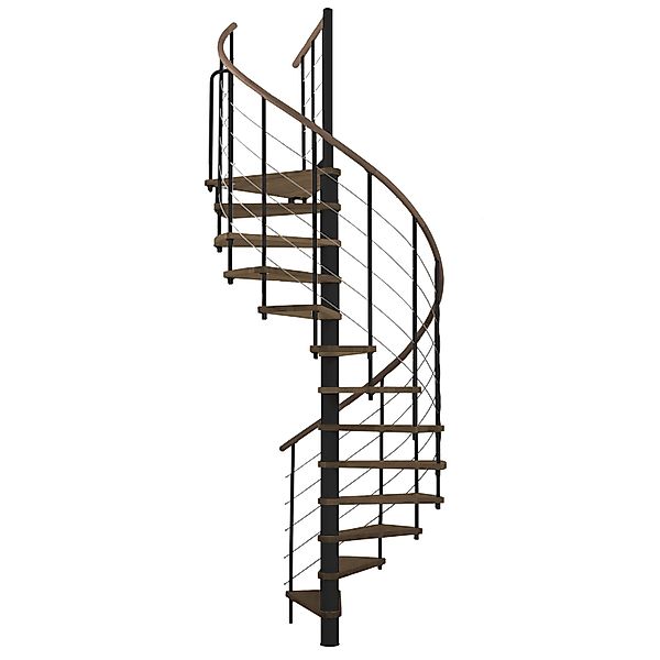 Minka Spindeltreppe Venezia Walnuss Schwarz Ø 160 cm Geschosshöhe bis 305,5 günstig online kaufen