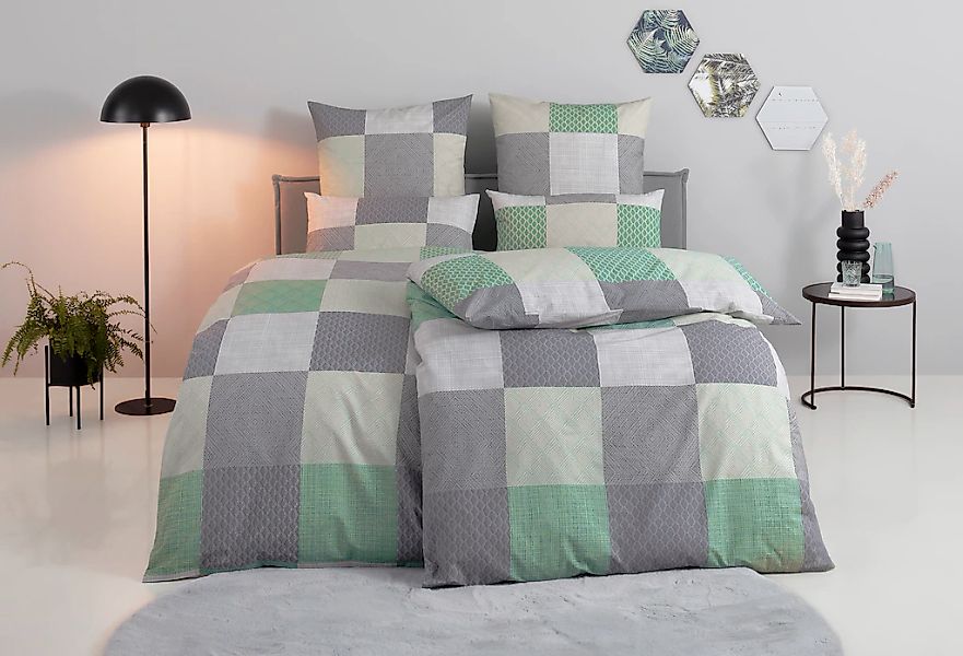 BIERBAUM Bettwäsche "Ella" 2 Stk. tlg. in hochwertigem Renforcé, Karo Desig günstig online kaufen