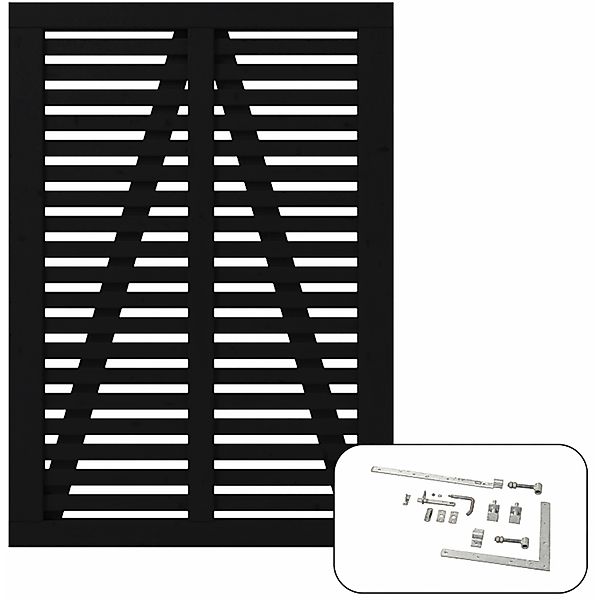 Plus Holz Einzeltor Harmoni Nadelholz Schwarz 100 cm x 140 cm günstig online kaufen