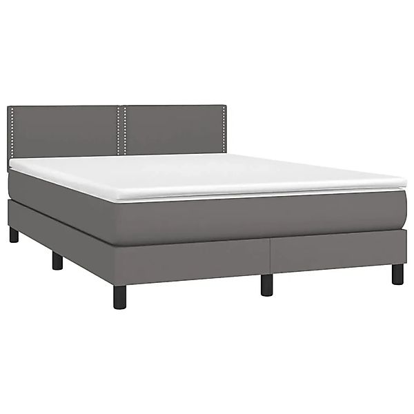 vidaXL Boxspringbett mit Matratze & LED Grau 140x200 cm Kunstleder 3134169 günstig online kaufen