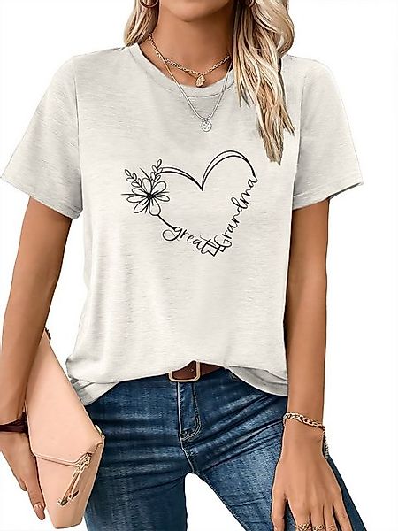 PYL Rundhalsshirt Damen bequemes Sommer Kurzarmbluse Locker Liebe Print-Shi günstig online kaufen