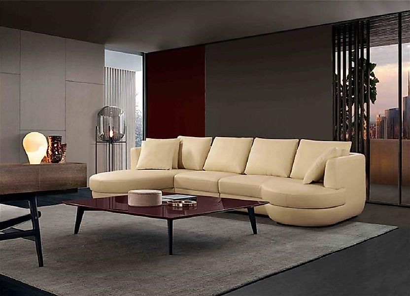 JVmoebel Ecksofa Ledersofa Couch Sofagarnitur Eck Garnitur Sofa Beige Beige günstig online kaufen