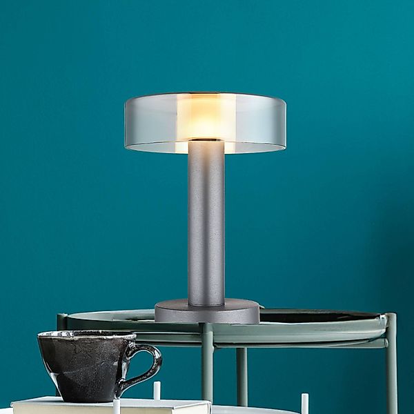 LED-Tischlampe Grant, Höhe 31 cm, rauchgrau, Metall günstig online kaufen