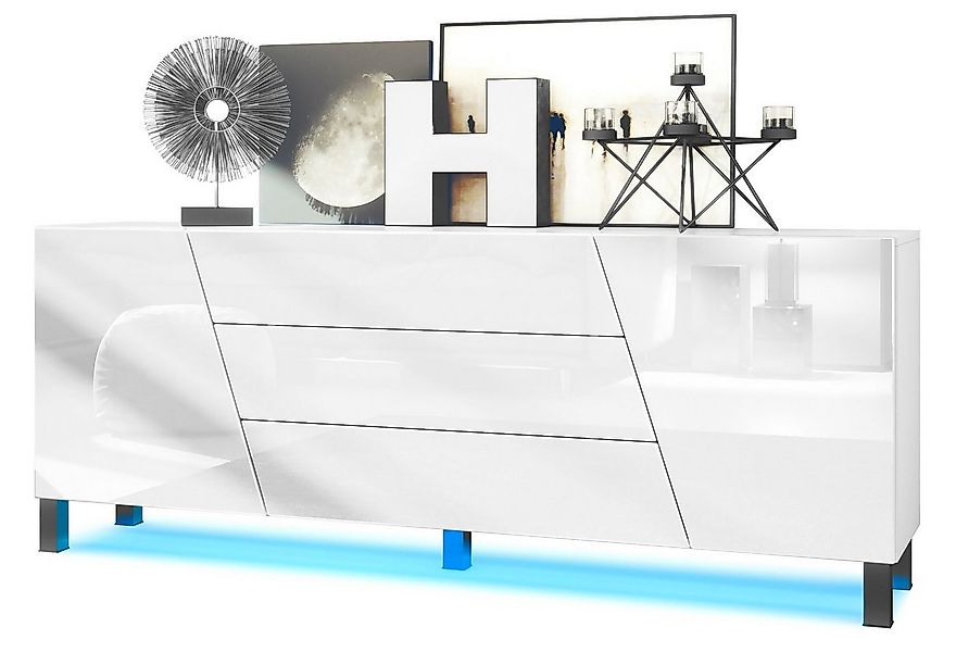 Vladon Sideboard Houston (Kommode, mit 2 Türen und 3 Schubladen inkl. LED-B günstig online kaufen