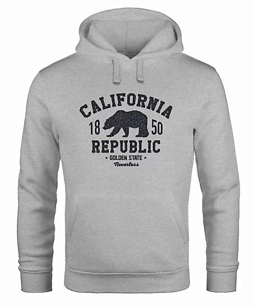 Neverless Hoodie Hoodie Herren California Republic Kalifornien Grizzly Bär günstig online kaufen