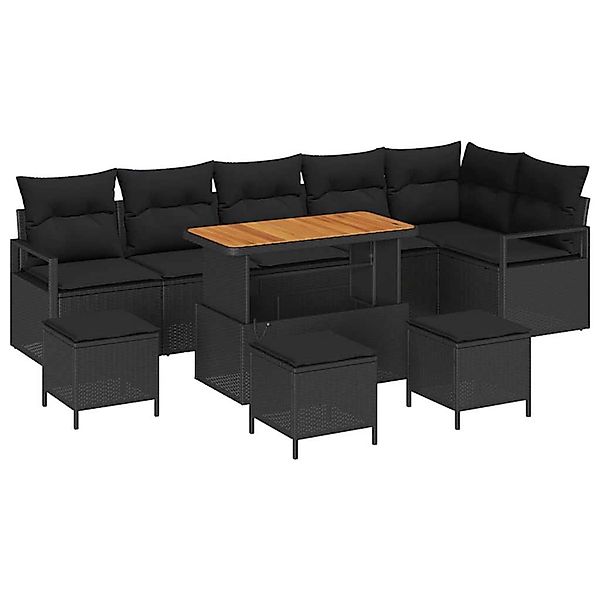 vidaXL Garten-Sofa-Set mit Kissen 10-Tlg Schwarz Poly Rattan 3362549 günstig online kaufen