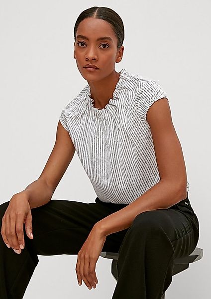 comma Kurzarmbluse Bluse Satinbluse mit Raffung günstig online kaufen