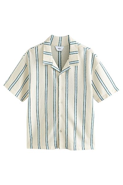 Next Kurzarmhemd Texturiertes Jersey-Hemd mit Streifen günstig online kaufen