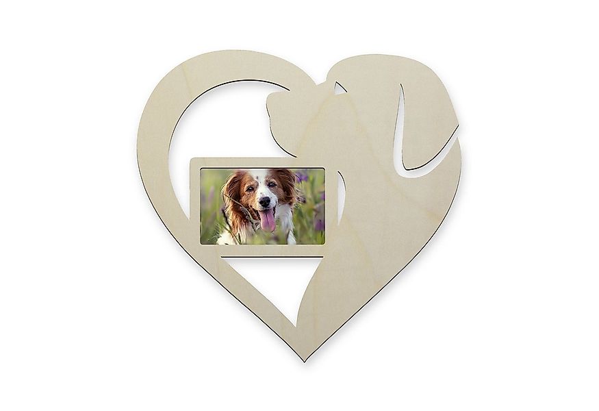Namofactur Bilderrahmen Hund Herz Fotorahmen aus Holz, Bilderrahmen für Hun günstig online kaufen