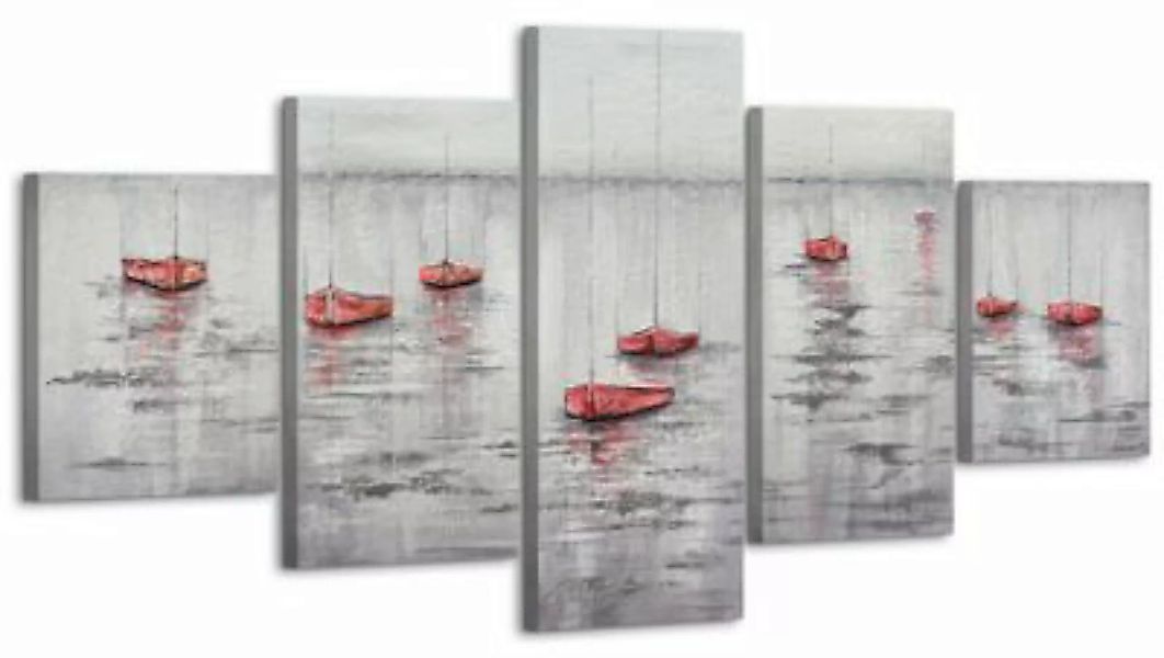 YS-Art™ "Gemälde Acryl ""Stiller Hafen II"" handgemalt auf Leinwand 160x80 günstig online kaufen