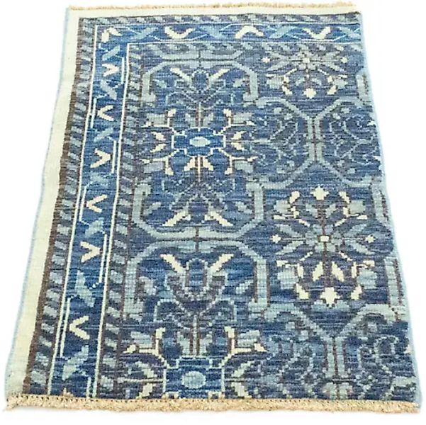 morgenland Wollteppich »Designer Teppich handgeknüpft blau«, rechteckig, ha günstig online kaufen