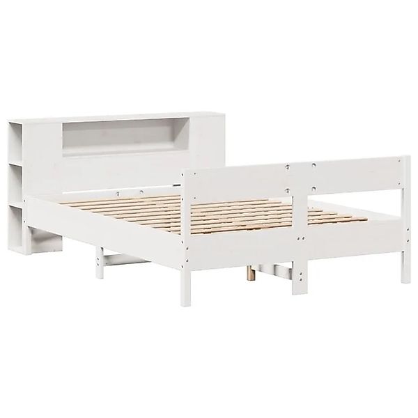 vidaXL Massivholzbett mit Regal ohne Matratze Weiß 140x190 cm Kiefer 332295 günstig online kaufen