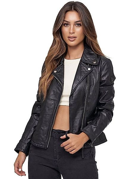 Tazzio Lederjacke F501 moderne & zeitlose Damen Jacke im Biker Look mit Rev günstig online kaufen