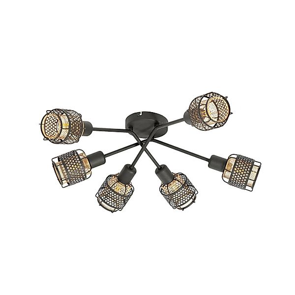 Lindby Deckenlampe Eudoria 10010500 Modern in Schwarz aus Metall 6-flammig günstig online kaufen