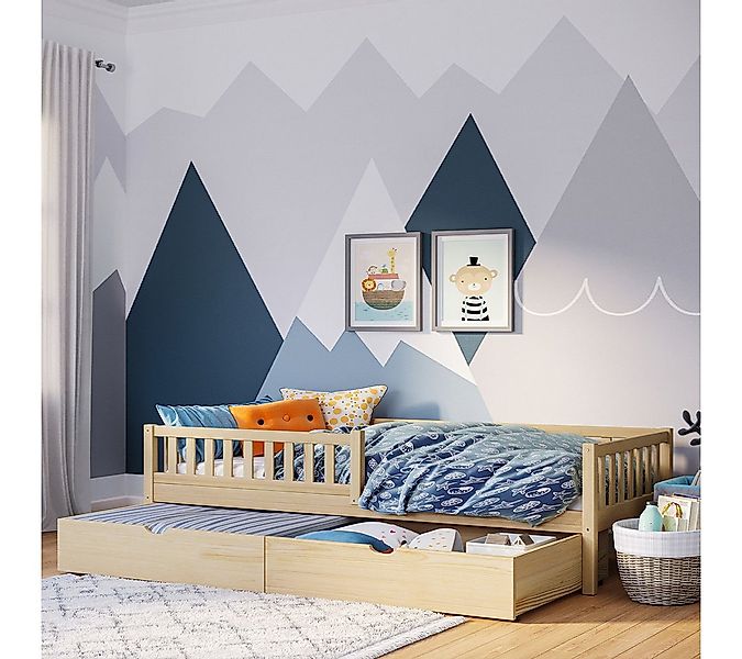 Bellabino Kinderbett Vils mit Lattenrost und Rausfallschutz 90x200 cm (natu günstig online kaufen