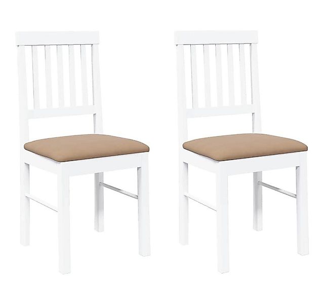vidaXL Esszimmerstuhl Esszimmerstühle mit Kissen 2 Stk. Weiß Massivholz Gum günstig online kaufen