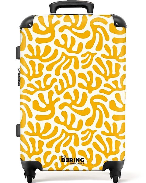 NoBoringSuitcases.com© Hartschalen-Trolley Gelb mit weißem Korallenmuster günstig online kaufen