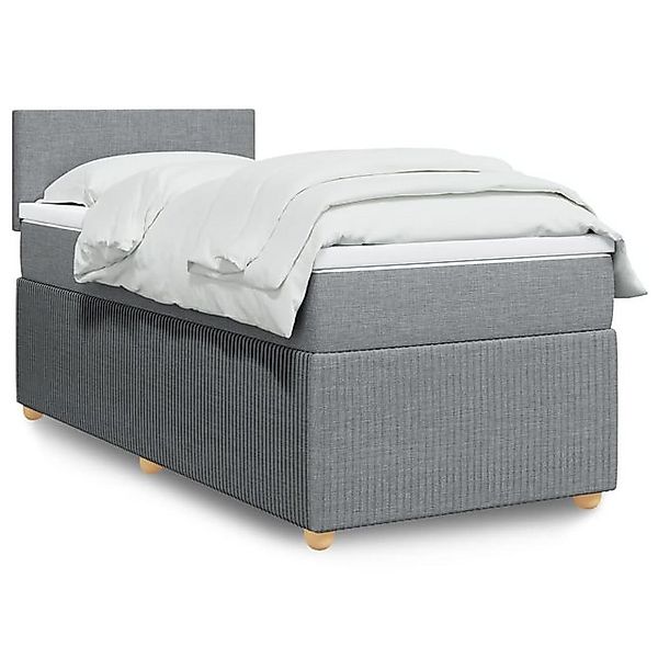 vidaXL Boxspringbett, Boxspringbett mit Matratze Hellgrau 90x200 cm Stoff günstig online kaufen