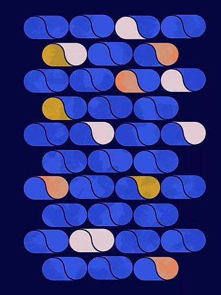 Poster / Leinwandbild - Blue Modern Pattern günstig online kaufen