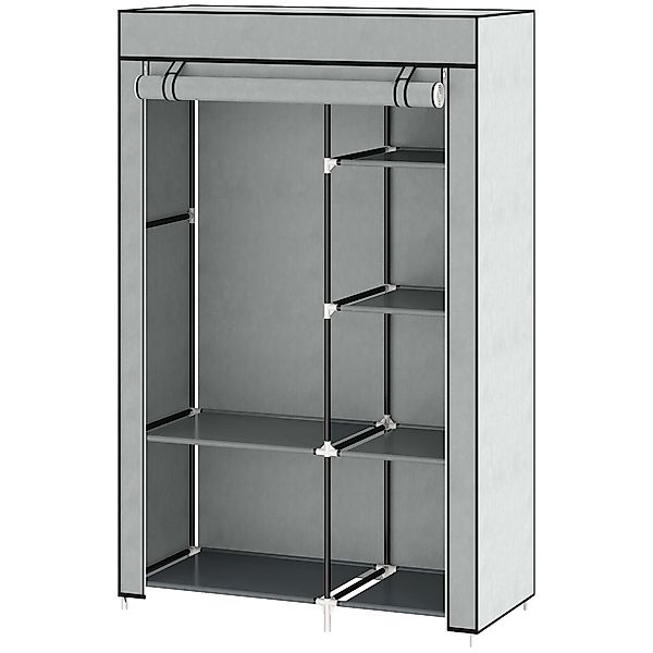 HOMCOM Kleiderschrank Stoffschrank, 6 Fächer, Grau, 103x43x162,5cm, Faltbar günstig online kaufen