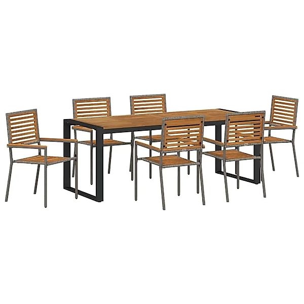 vidaXL Garten Essgruppe 7-Tlg Grau Poly-Rattan 3365485 günstig online kaufen
