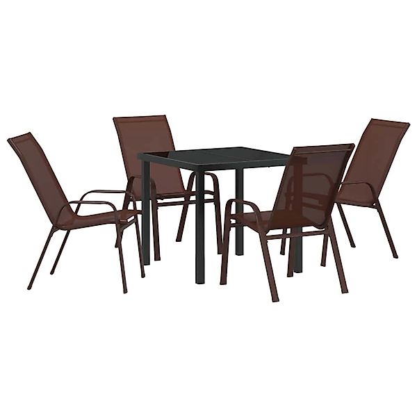 vidaXL 5-Teiliges Garten-Esszimmer-Set in Braun aus Textilene und Stahl 337 günstig online kaufen